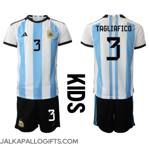 Argentiina Nicolas Tagliafico #3 Koti Peliasu Lasten MM-kisat 2022 Lyhythihainen (+ Lyhyet housut)